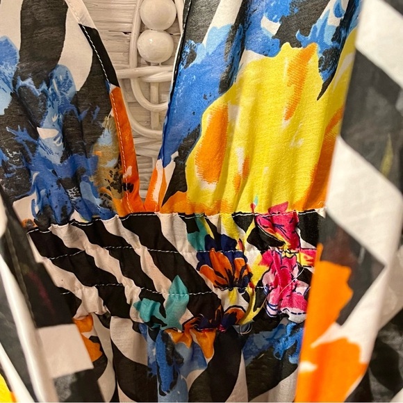 America & Beyond Sleeveless Sheer Maxi Dress Sz XL Tropical Beach CoverUp Flowy - Picture 8 of 16